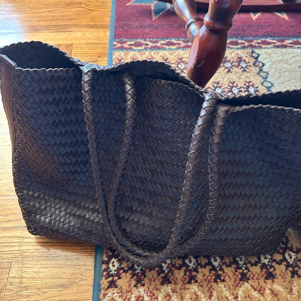 Elegant Brown Woven Tote Bag